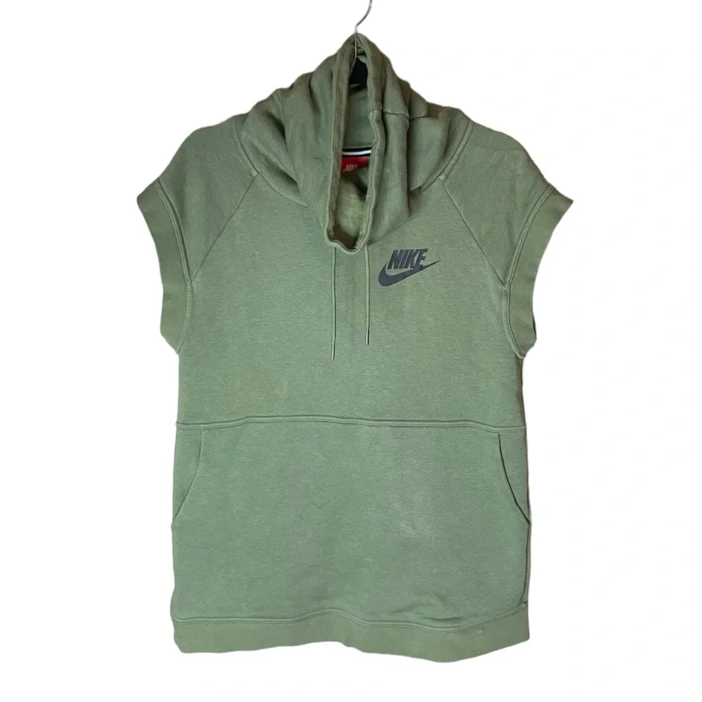 Nike Rally Sportswear Funnel Neck Sleeveless Sweatshirt Green‎ Pocket Size Small